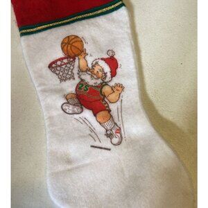 Santa Basketball Felt Christmas Stocking 16 Inches Bushcreek Creative 70s 80s